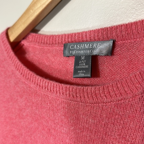 100% Cashmere By Charter Club Salmon Pink Long Sleeve Sweater Crew Neck Size Med - Picture 2 of 7